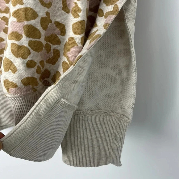 Aerie Womens Oversized Desert Leopard Side Slit Pullover Sweatshirt Size L - Picture 7 of 15